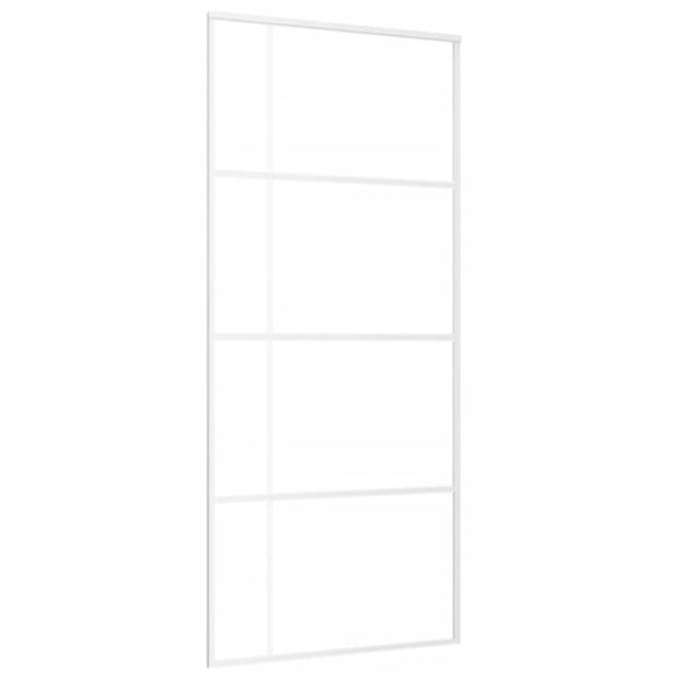 vidaXL Schuifdeur 90x205 cm mat ESG-glas en aluminium wit