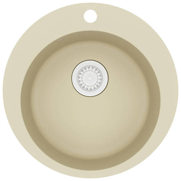 vidaXL Gootsteen enkele bak rond graniet beige