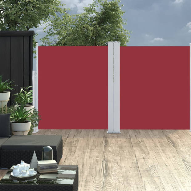 "The Living Store Tuinscherm - Rode Stof en Grijs Stalen Frame - 170 x 0-600 cm - Uv- en Waterbestendig"