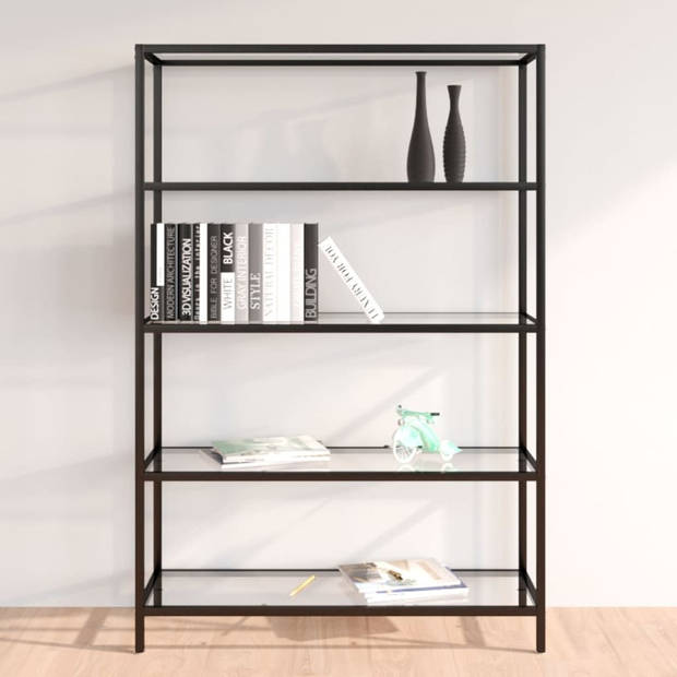 The Living Store Hoekschap Glas/IJzer - 100x36x168 cm - Zwart/Transparant