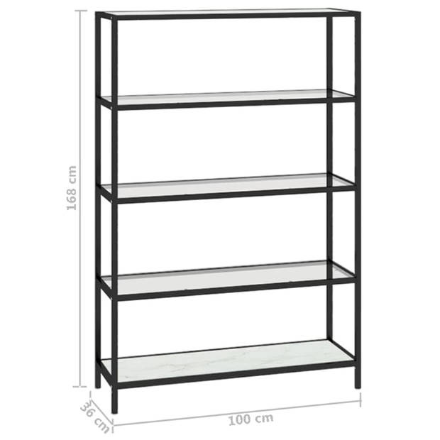 The Living Store Hoekschap - Opbergkast - 100 x 36 x 168 cm - Glas en ijzer 5 mm - Zwart en witmarmer