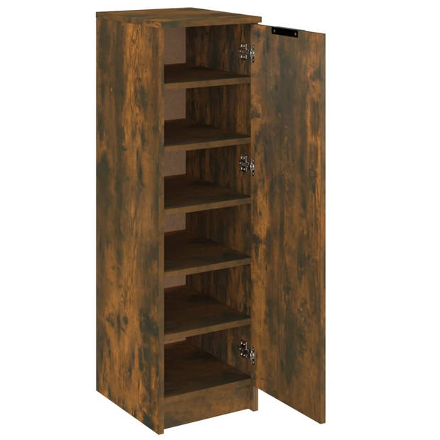 The Living Store Schoenenkast Gerookt Eiken - 30 x 35 x 100 cm - Bewerkt hout