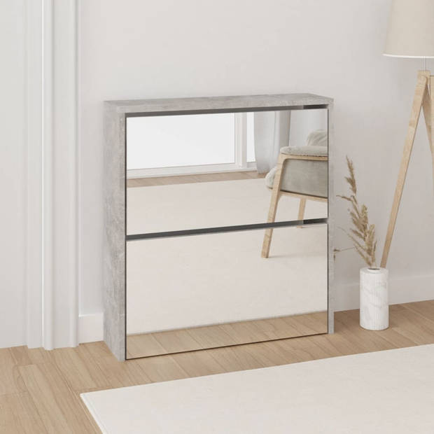 The Living Store Schoenenkast - Betongrijs - 63 x 17 x 67 cm - 2 lades