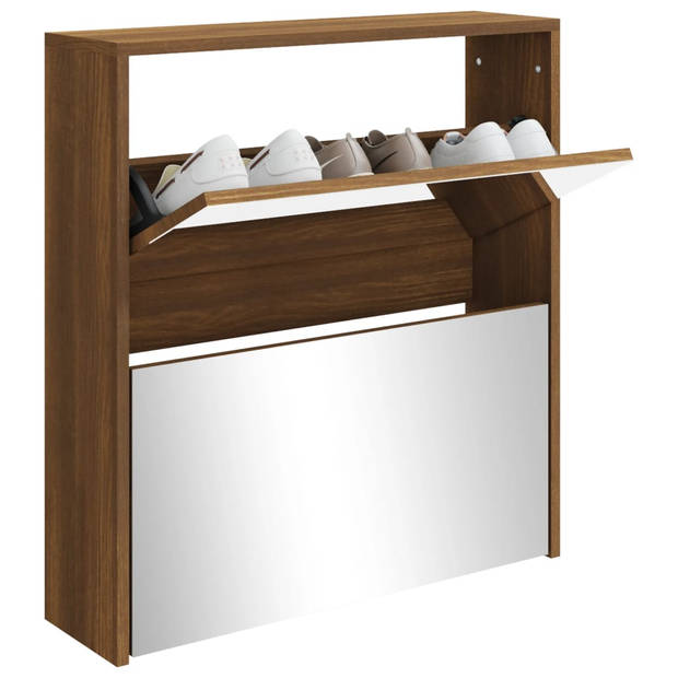 The Living Store Schoenenkast - 2-laags - Bruineiken - 63 x 17 x 67 cm - 2 pull-down lades