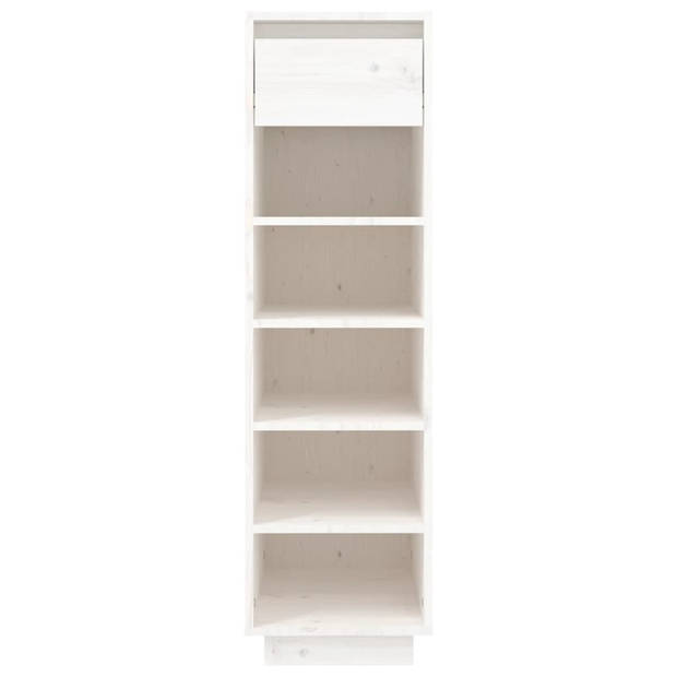 The Living Store Schoenenkast Zweefpoten - Wit - 34 x 30 x 105 cm - Massief grenenhout