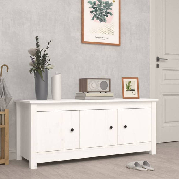 The Living Store Schoenenkast - Grenenhout - 110x38x45.5 cm - Wit