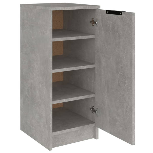 The Living Store Schoenenkast Betongrijs 30 x 35 x 70 cm - Stevig hout - Met deur en schappen