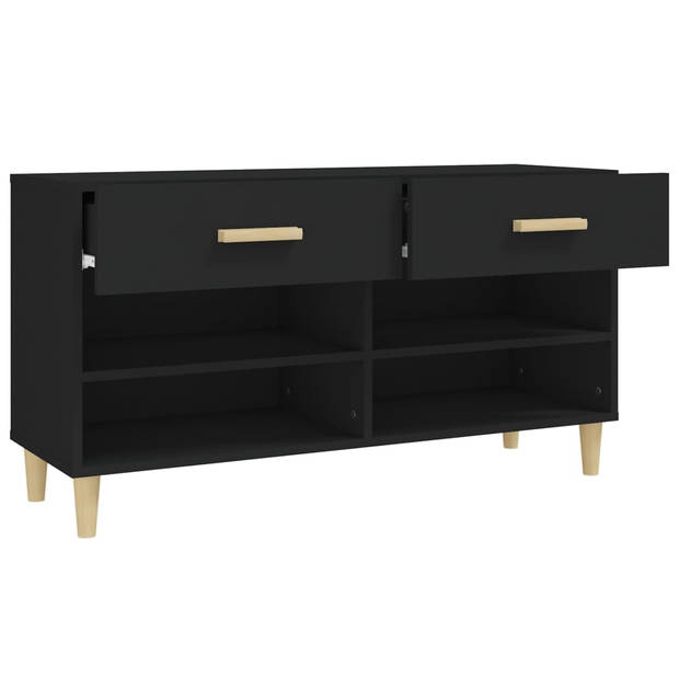 The Living Store Schoenenkast - Zwart - 102 x 35 x 55 cm - 2 lades - 4 vakken