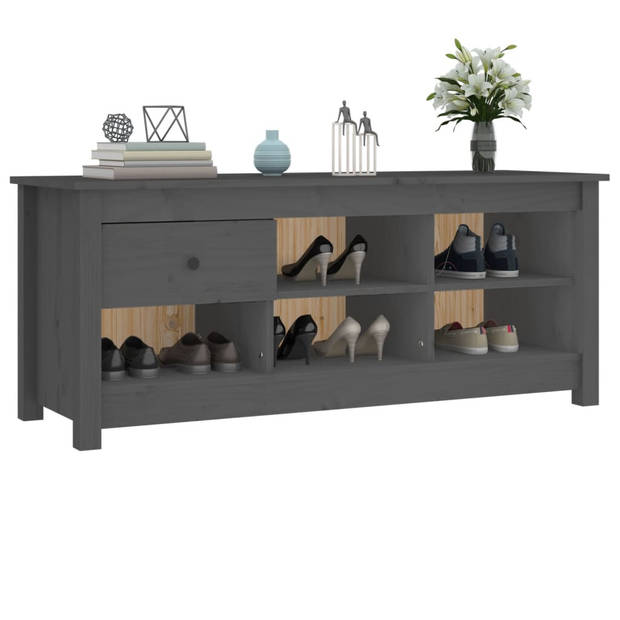 The Living Store Schoenenkast - Grenenhout - 110 x 38 x 45.5 cm - Grijs