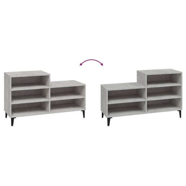 The Living Store Schoenenrek - Bewerkt hout - 102 x 36 x 60 cm - Betongrijs