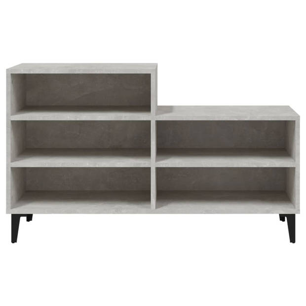 The Living Store Schoenenrek - Bewerkt hout - 102 x 36 x 60 cm - Betongrijs