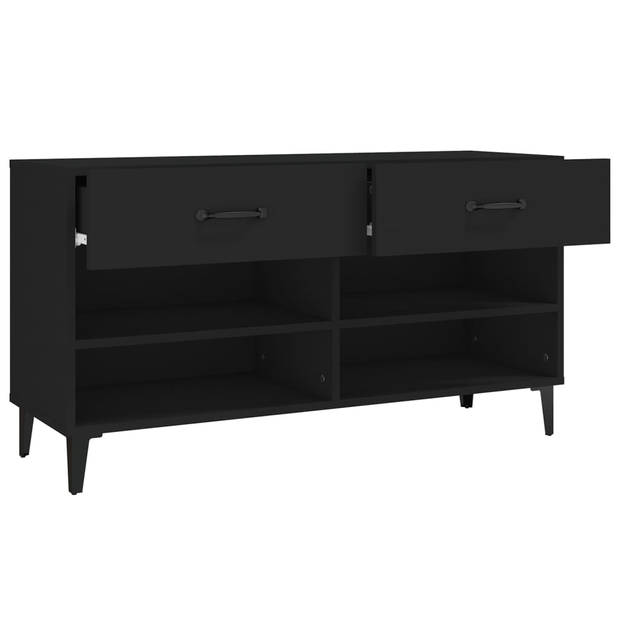 The Living Store Schoenenkast - 102 x 35 x 55 cm - zwart - bewerkt hout