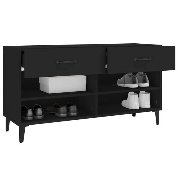 The Living Store Schoenenkast - 102 x 35 x 55 cm - zwart - bewerkt hout