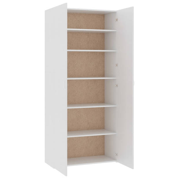 The Living Store Schoenenkast - Hout - 80 x 35.5 x 180 cm - 2 deuren - 6 schappen