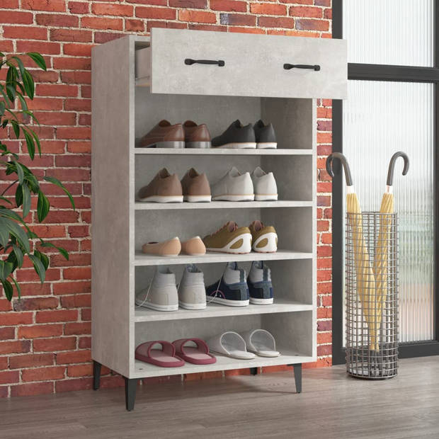 The Living Store Schoenenkast - Betongrijs - 60 x 35 x 105 cm - Stevig materiaal