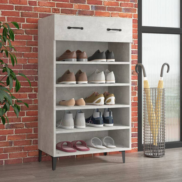 The Living Store Schoenenkast - Betongrijs - 60 x 35 x 105 cm - Stevig materiaal