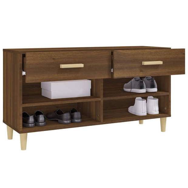 The Living Store Schoenenkast - Trendy ontwerp - Opbergmeubels - 102 x 35 x 55 cm - Bruineiken