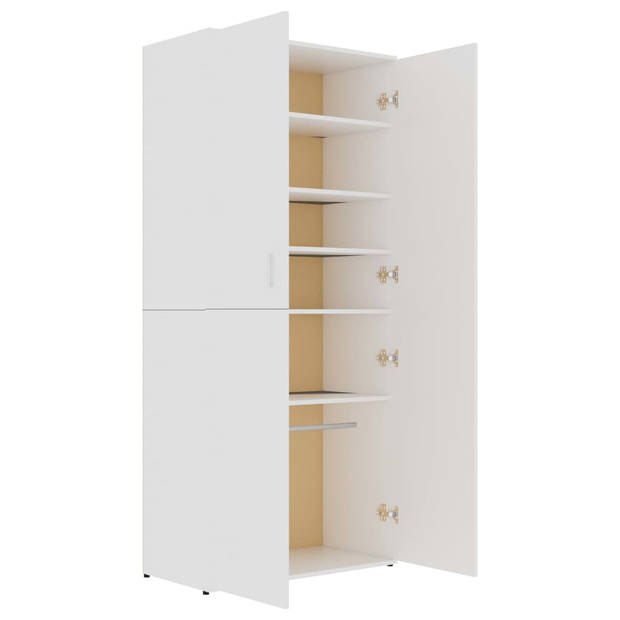 The Living Store Schoenenkast - Bewerkt hout - 80x39x178cm - Wit