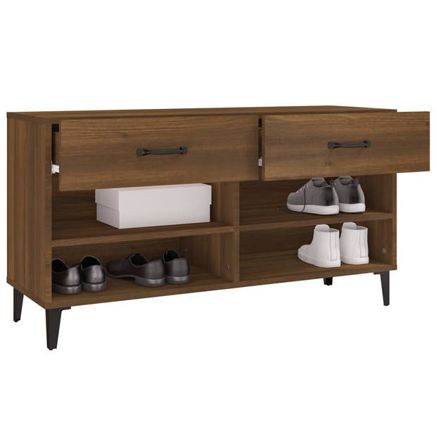 The Living Store Schoenenkast - Bruineiken - 102 x 35 x 55 cm - Trendy ontwerp