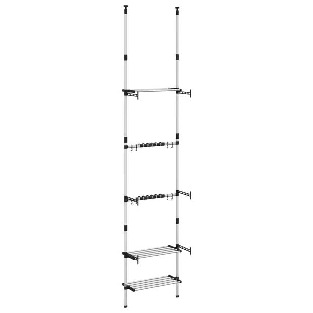 The Living Store Telescopische tuinrek - aluminium frame - verstelbaar - 3 schappen - 2 stangen - 66 x 32 x (250-300)