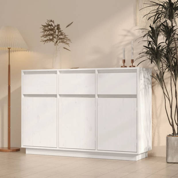 vidaXL Dressoir 110x34x75 cm massief grenenhout wit