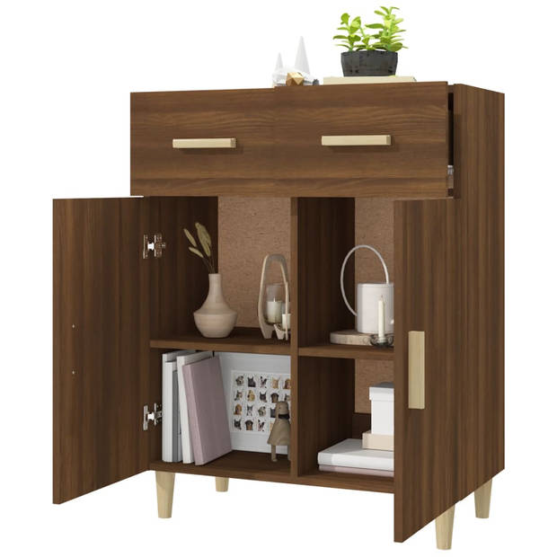 The Living Store Klassiek Dressoir - Bruineiken - 69.5 x 34 x 89 cm - Bewerkt hout