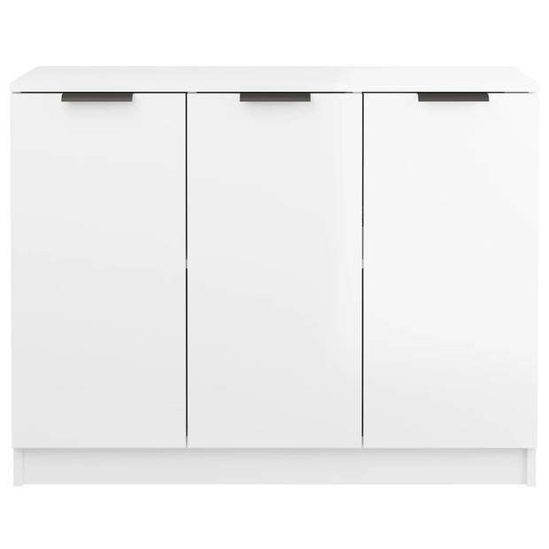 The Living Store Houten dressoir - Bijzetkast 90.5 x 30 x 70 cm - hoogglans wit