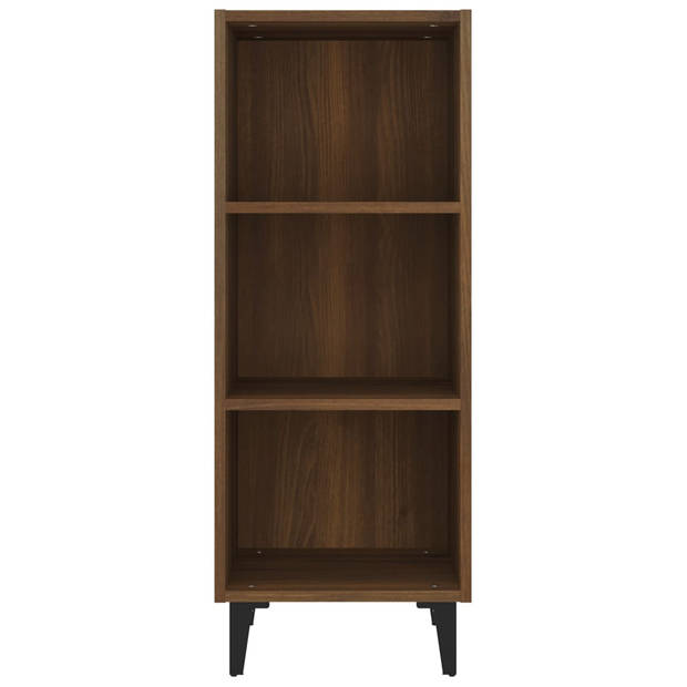 The Living Store Dressoir Bruineiken - Bewerkt hout en metaal - 34.5x32.5x90cm - Duurzaam hout - Voldoende opbergruimte