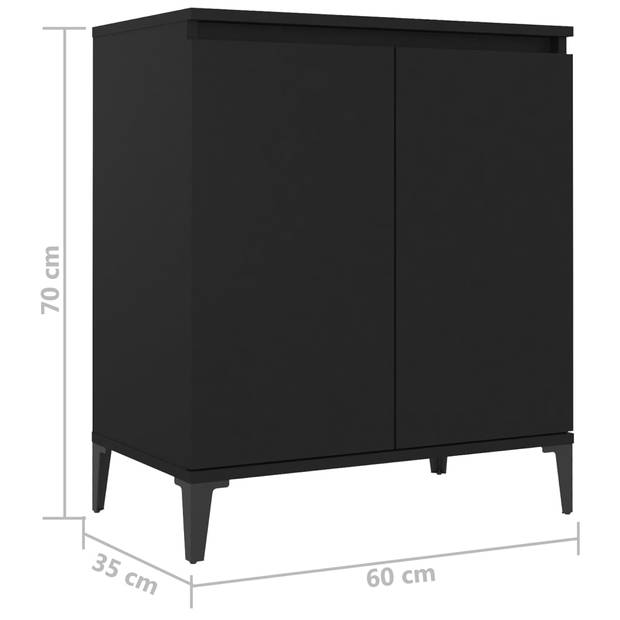 The Living Store Industrieel Dressoir - Zwart - 60x35x70cm - Met 2 Deuren