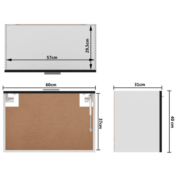 vidaXL Hangkast 60x31x40 cm bewerkt hout zwart