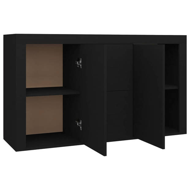 The Living Store Dressoir - Bijzetkast - Zwart - 120x36x69 cm - 2 deuren - 4 lades