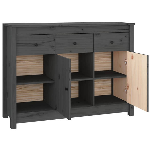 The Living Store Dressoir 100x35x74 cm massief grenenhout grijs - Keukenkast