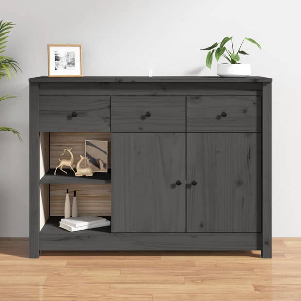 The Living Store Dressoir 100x35x74 cm massief grenenhout grijs - Keukenkast