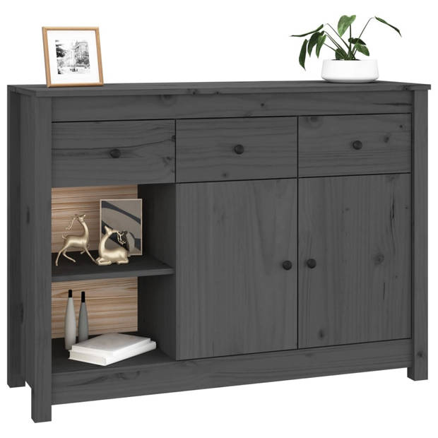 The Living Store Dressoir 100x35x74 cm massief grenenhout grijs - Keukenkast