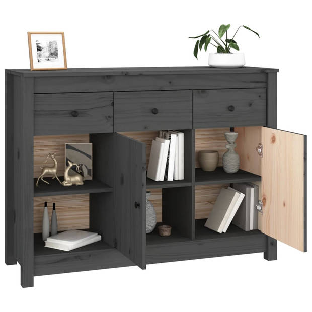 The Living Store Dressoir 100x35x74 cm massief grenenhout grijs - Keukenkast