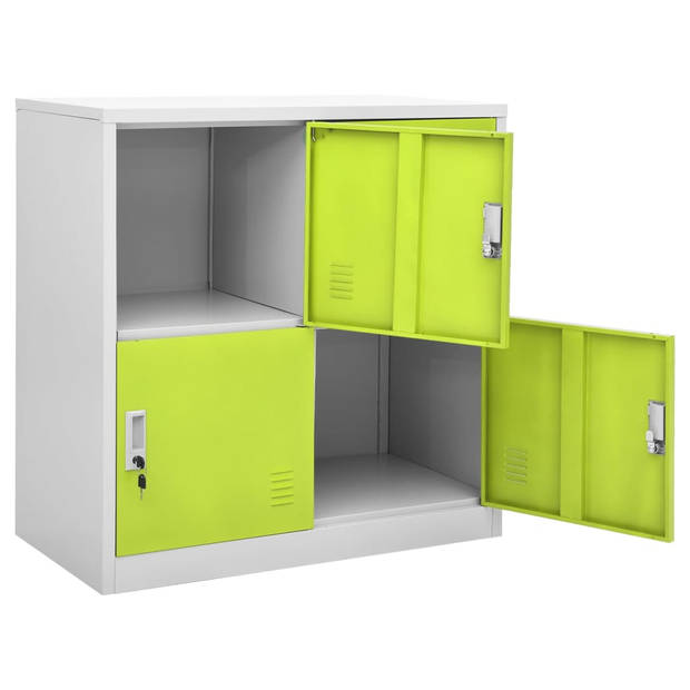 vidaXL Lockerkasten 2 st 90x45x92,5 cm staal lichtgrijs en groen