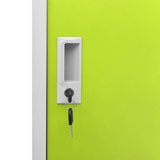 vidaXL Lockerkasten 2 st 90x45x92,5 cm staal lichtgrijs en groen