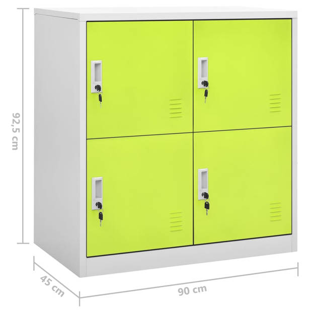 vidaXL Lockerkasten 2 st 90x45x92,5 cm staal lichtgrijs en groen