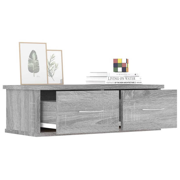 The Living Store Zwevende TV-kast - Grijs Sonoma Eiken - 60x26x18.5 cm