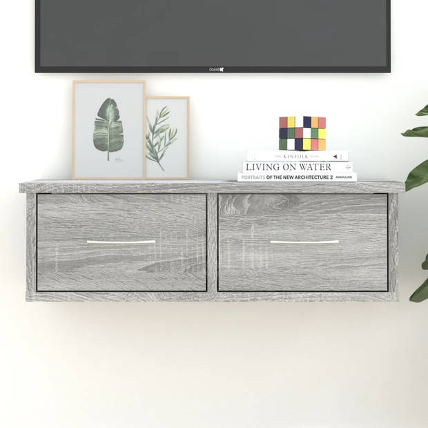 The Living Store Zwevende TV-kast - Grijs Sonoma Eiken - 60x26x18.5 cm