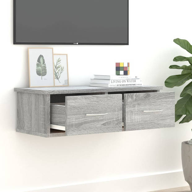 The Living Store Zwevende TV-kast - Grijs Sonoma Eiken - 60x26x18.5 cm