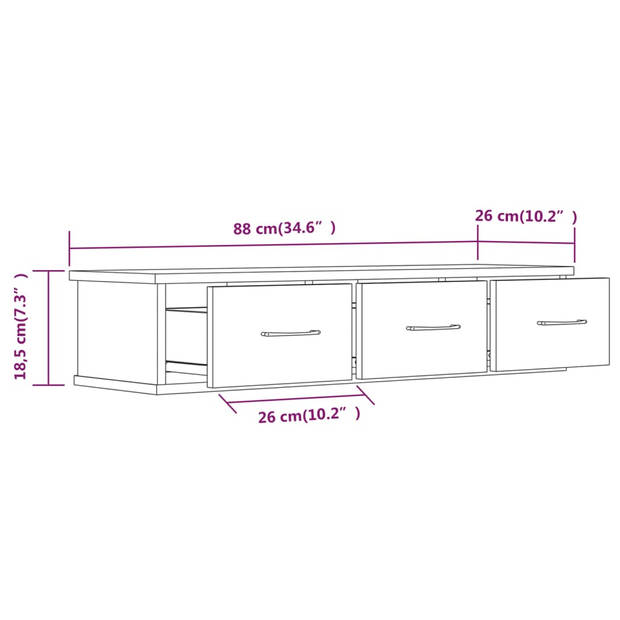 The Living Store Zwevende TV-kast - Bruineiken - 88 x 26 x 18.5 cm - Stevig frame - Voldoende opbergruimte - Trendy
