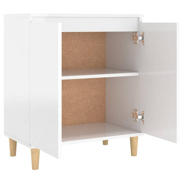 The Living Store Dressoir Scandinavische Stijl - 60 x 35 x 70 cm - Hoogglans Wit