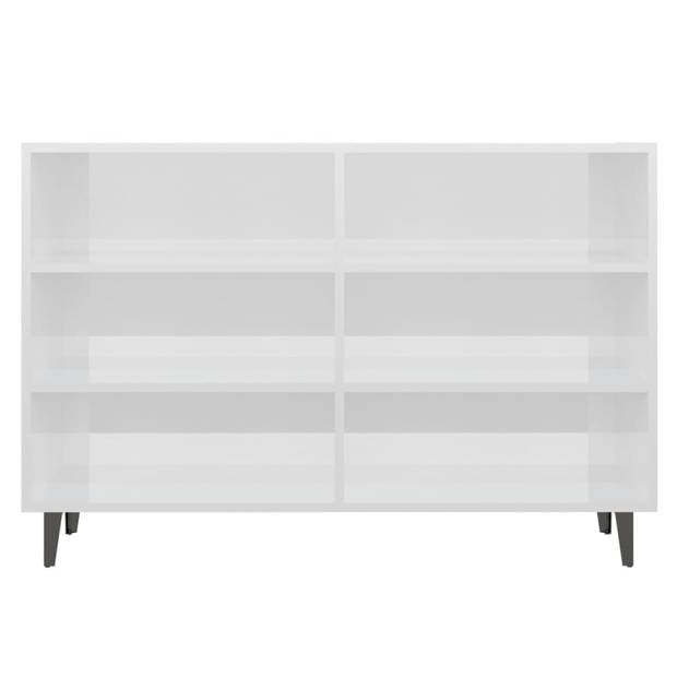 The Living Store Dressoir Industriële Stijl - 103.5 x 35 x 70 cm - Hoogglans wit - Spaanplaat en metaal