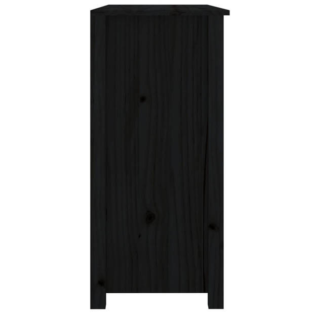 The Living Store Dressoir 100x35x74 cm massief grenenhout zwart - Keukenkast
