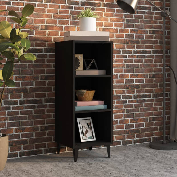 The Living Store Dressoir Industrieel - Zwart - 34.5 x 32.5 x 90 cm - Hoogwaardig bewerkt hout en metaal