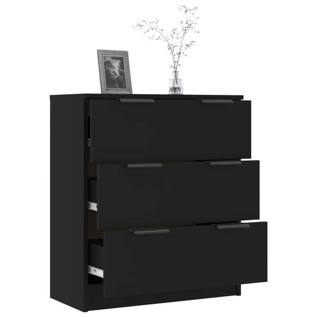 The Living Store - Dressoir - 60 x 30 x 70 cm - Zwart - Bewerkt hout