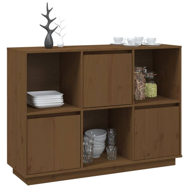 The Living Store Dressoir Massief Grenenhout - 110.5 x 35 x 80 cm - Honingbruin