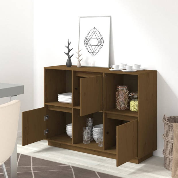 The Living Store Dressoir Massief Grenenhout - 110.5 x 35 x 80 cm - Honingbruin