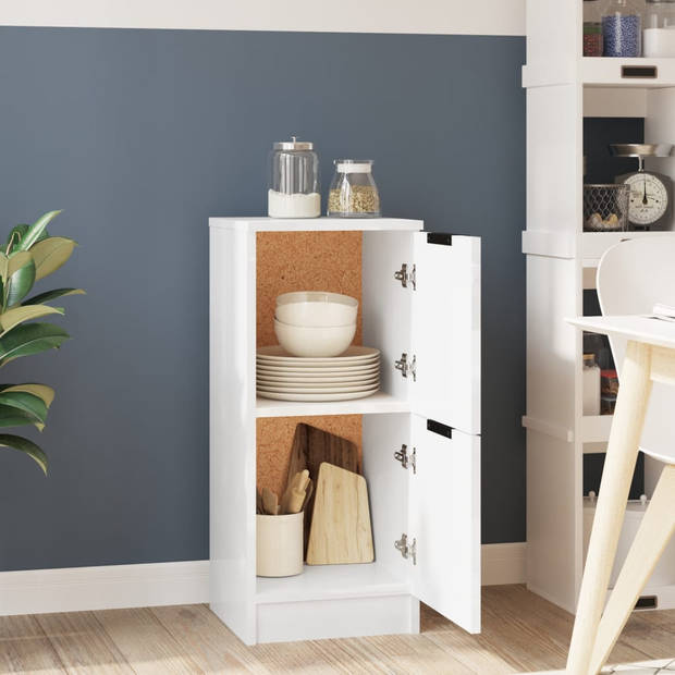 The Living Store Dressoir - Minimalistische Charme - Bijzetkast - 30x30x70 cm - Hoogglans Wit